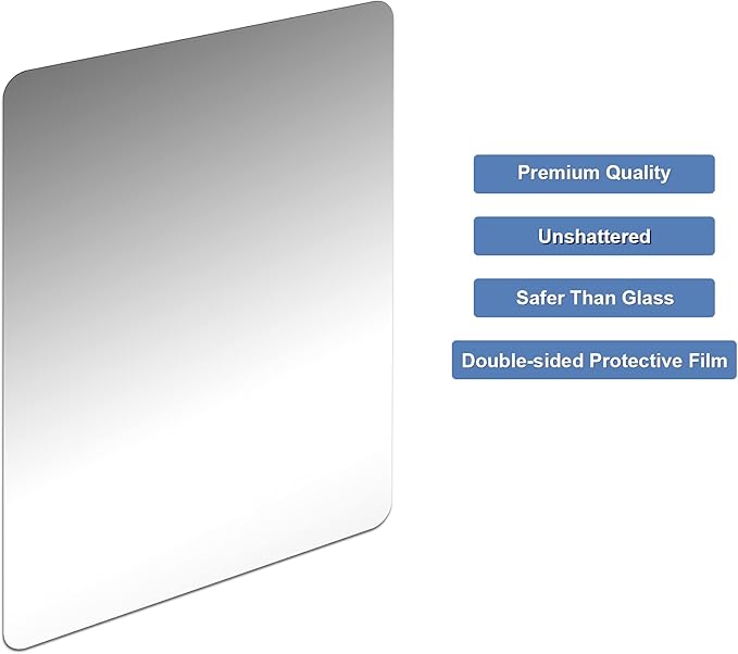 Marsui 8 Pieces Shatter Proof Plastic Mirror Craft 4 x 6 Inch Small Mirror Tiles Bulk with Soft Round Corners Double Sided Protective Film Reflector Sheets Art Craft Supply for Bathroom Home Decor