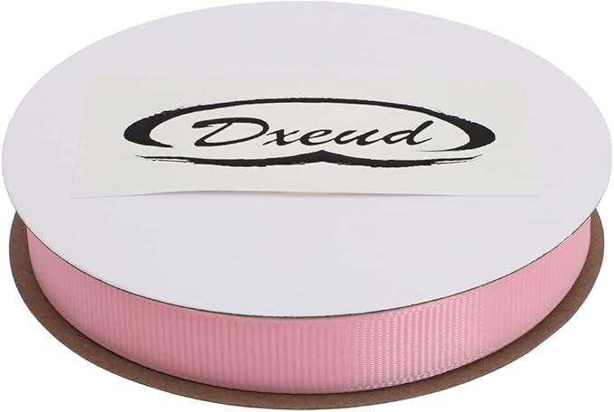 Solid Grosgrain Ribbon 25 Yard Each Roll 100% Polyester Woven Edge (1/2", Pink)