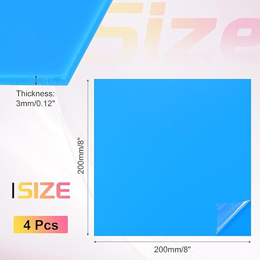uxcell 4Pcs Acrylic Sheets 8x8 Inch Acrylic Panel 1/8 Inch-3mm Plastic Board for Picture Frames Sign Holders DIY Display Projects Craft, Blue