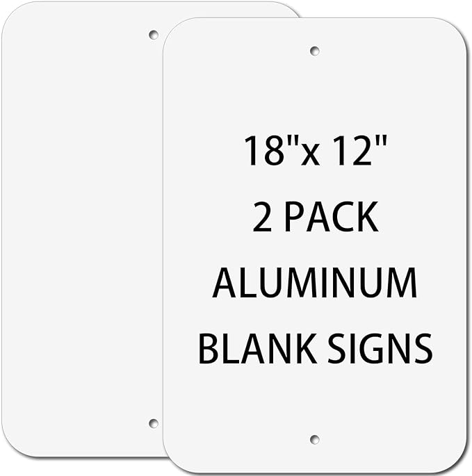 Blank Aluminum Signs 2-Pack, 18 x 12 Inches Sublimation Metal Sign Blank, Write-On Sign for Vinyl DTF Screenprint or Flatbed Printed Graphics, Rust Free Weather Resistant, Waterproof, Durable Ink, Easy to Mount Indoor or Outdoor Use