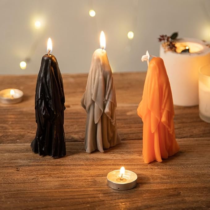 Halloween Masked Ghost Candle Silicone Mold DIY 3D Scented Candle Making Wax Mould Gypsum Ornament Resin Soap Chocolate Mold Home Decor