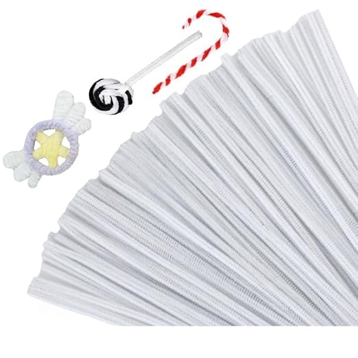 100 Pieces Pipe Cleaners Chenille Stem, Solid White Color Pipe Cleaners Set for Pipe Cleaners DIY Arts Crafts Decorations, Chenille Stems Pipe Cleaners (White)