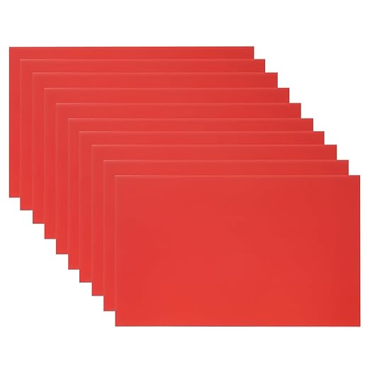 PATIKIL 5x8 Inch Anodized Aluminum Sheet Metal, 10Pcs Laser Plates Engraving Blanks 0.5MM Thin Rectangle for Crafting DIY House Laser Engraving, Red