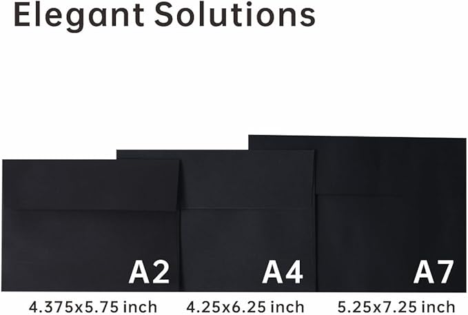 Keketer A4 Black 4x6 Envelopes 70 Pack Self - Seal, for 4x6 Cards, Weddings, Invitations, Baby Shower 4.25 x 6.25 Inches