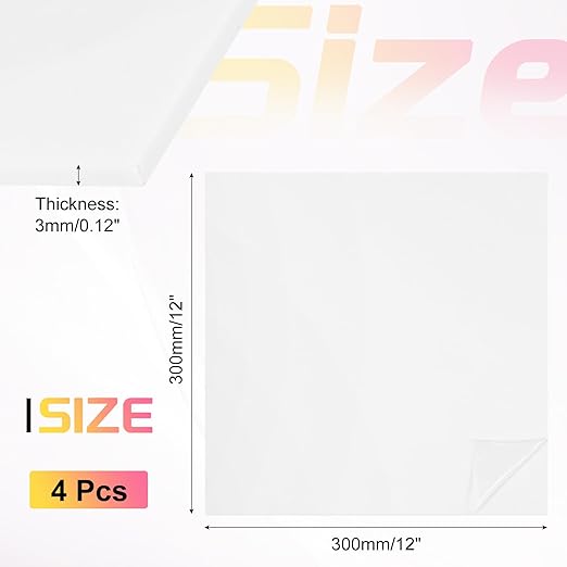 uxcell 4Pcs Acrylic Sheets 12x12 Inch Acrylic Panel 1/8 Inch-3mm Plastic Board for Picture Frames Sign Holders DIY Display Projects Craft, White