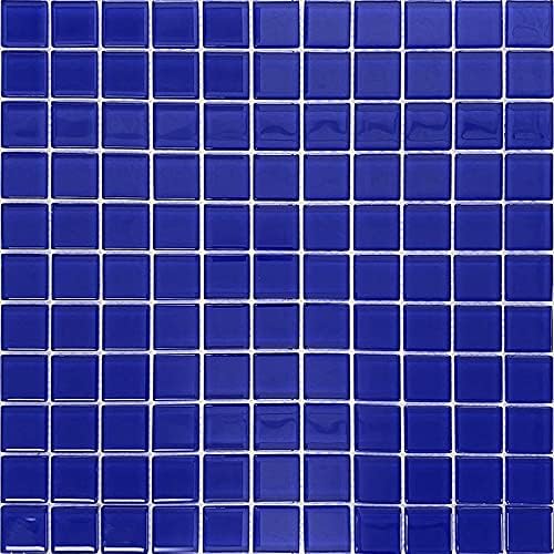 Penny Round Glass Mosaic Tile 1"x1" Aqua – 5 Sq Ft Box of 5 Sheets – Glossy Waterproof Mesh Backed Wall Tile – NOT Peel and Stick – Kitchen Backsplash Bathroom Shower Pool Spa Accent Decorative Tile