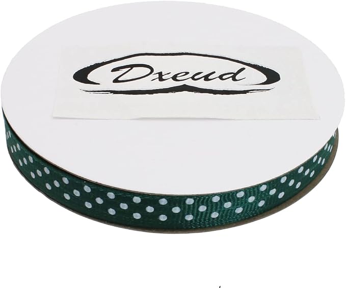 Polka Dot Grosgrain Ribbon 25 Yard Each Roll 100% Polyester (3/8", Dark Green)