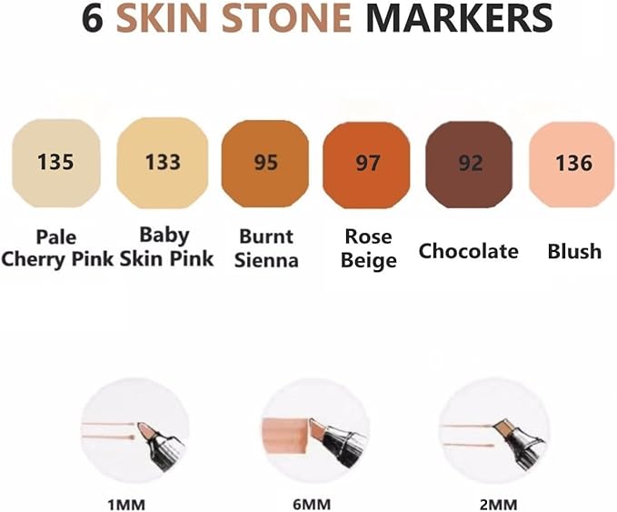 6 Colors Skin Tone Alcohol Markers Set, Skin, Wood, Earth Colors Dual Tips Art Markers Drawing Sketched Double Tipped for Adults Beginner Kids (Skin Tone)