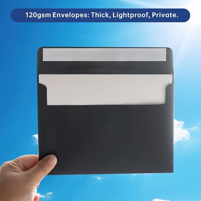 Keketer A2 Black Printable Envelopes 80 Pack Self - Seal, for 5x7 Cards, Weddings, Invitations, Baby Shower 4.375 x 5.75 Inches