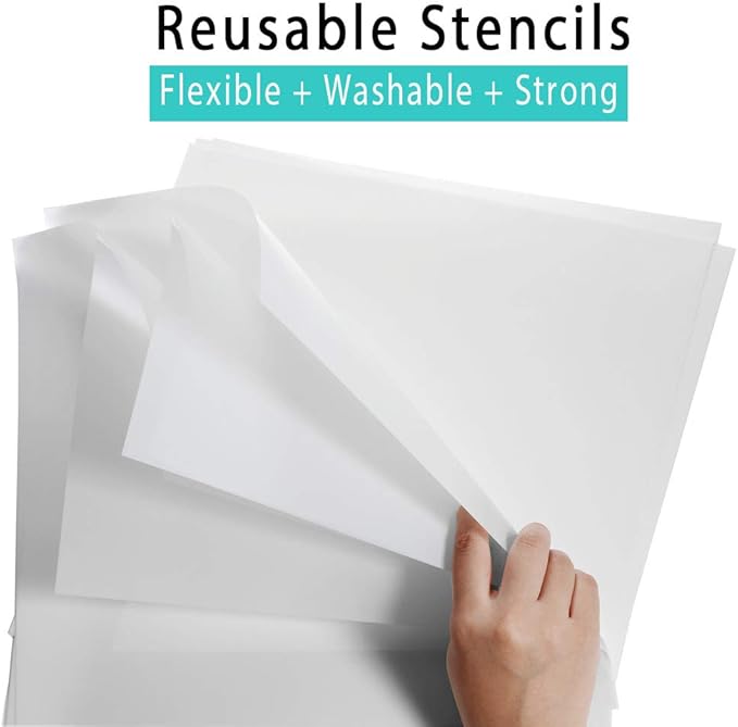 10 Sheets 10 mil Mylar Sheet, 12 x 12 inch Milky Translucent Plastic Blank Stencils, Reusable Stencil Template Material, Make Your Own Stencil