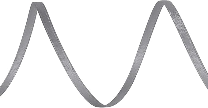 LIUYAXI Silver Double Faced Satin Ribbon, 1/8" X Continuous 100 Yards, Thin Ribbons Perfect for Gift Wrapping Wedding Invitation Card Hair Bows Tag Floral Arrangement DIY Craft