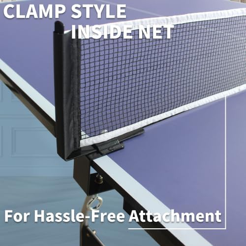 8ft/9ft Mid-Size Table Tennis Table Foldable & Portable Ping Pong Table Set for Indoor Games with Net, 2 Table Tennis Paddles and 3 Balls