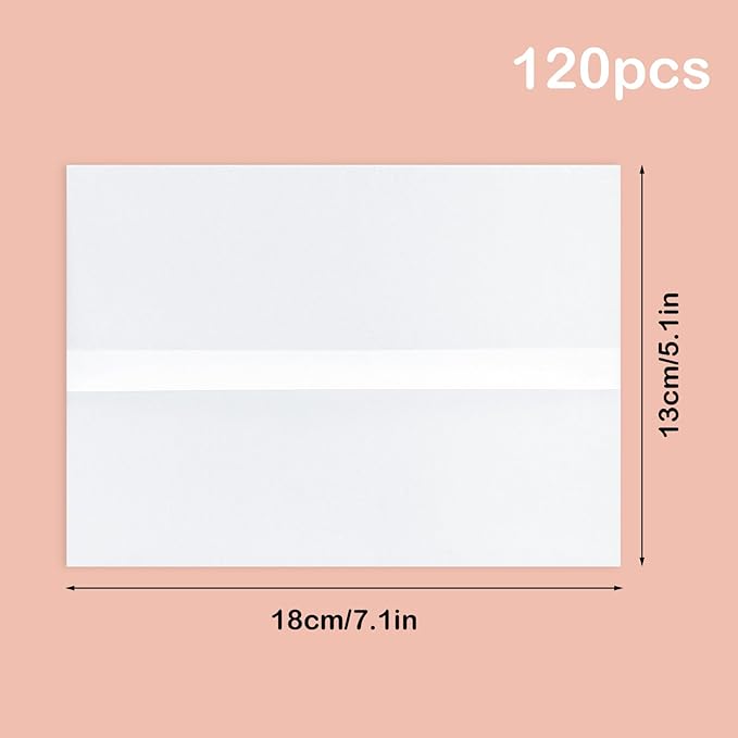 120Sheets Pre-Folded Transparent Vellum Jackets Paper for 5 x 7 in Invitations, 100GSM Translucent Matte Vellum Paper for DIY Printing Drawing Invitations Greeting Cards Invitation Cards