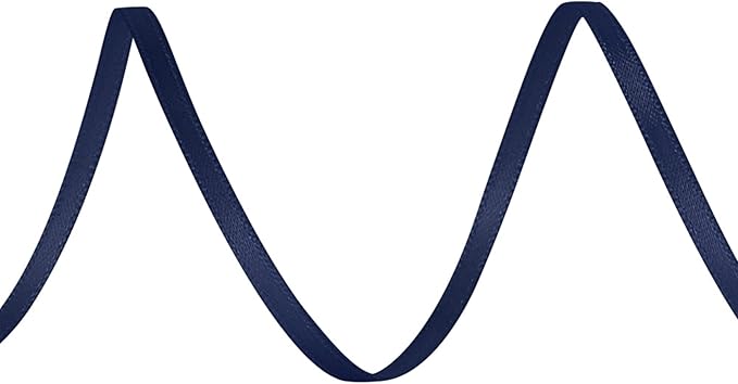 LIUYAXI Navy Blue Double Faced Satin Ribbon, 1/8" X Continuous 100 Yards, Thin Ribbons Perfect for Gift Wrapping Wedding Invitation Card Hair Bows Tag Floral Arrangement DIY Craft