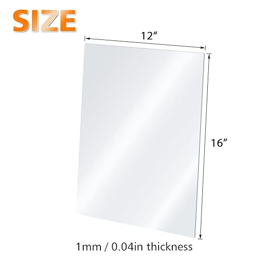 Egofine Plexiglass Sheets Acrylic Sheets 12 Pack of 12x16’’ 0.04 Thick Clear Plastic Cast Transparent Plexi Glass for Crafting Projects, Replacement Picture Frame Glass, DIY Display, Easy to Cut