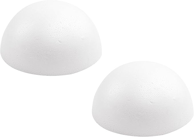 Crafjie 2PCS 6 Inchs White Foam Balls Half Round Polystyrene Half Foam Balls Craft Supplies Hemispherical Christmas Craft Ballfor DIY Home Craft Project and Art Decoration