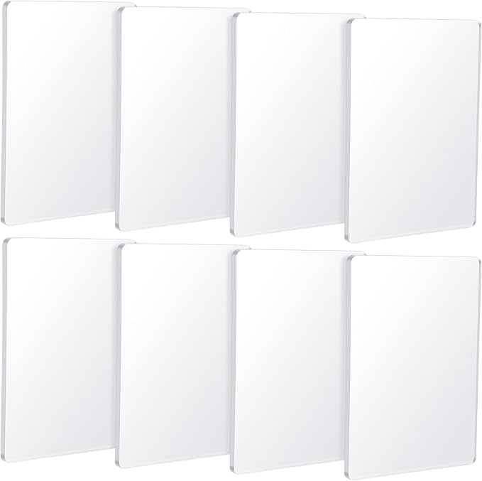 Threlaco 8 Pack Monoprinting Print Plates 5 x 7 Inch Reusable Silicone Plate Class Printing Plates for Press Art Printmaking for Card Making, Scrapbooking, Art Craft Scrapbooking and Journaling