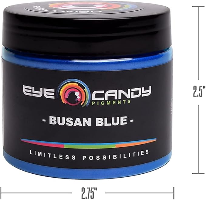 Eye Candy Pigments Premium Blue Mica Powder - Busan Blue (50gr) - for Epoxy, Resin, Soap, Paint, Woodworking, Acrylic Pouring, Bath Bombs, Fishing Lures - DIY Arts and Crafts Additive