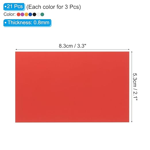 PATIKIL 2.1x3.3 Inch Anodized Aluminum Sheet Metal, 21Pcs Laser Plates Engraving Blanks 0.5MM Thin Rectangle for Crafting DIY Laser Engraving, Silver/Black/Blue/Green/Yellow/Red/Purple