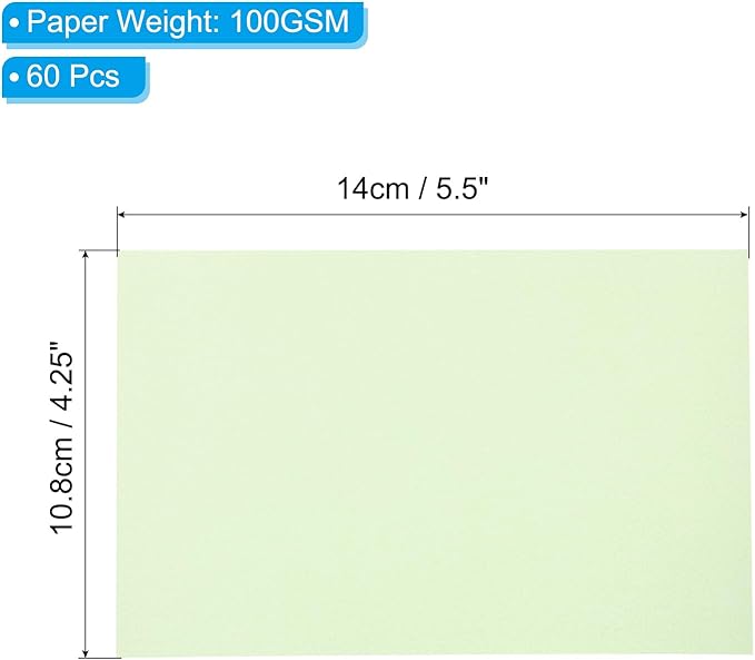 PATIKIL 60 Sheets Vellum Paper 4.25x5.5, Vellum Paper Printable Translucent Paper 100GSM Colored for Invitations Laser Inkjet Printing Card Making Crafting Wedding Tracing, Green