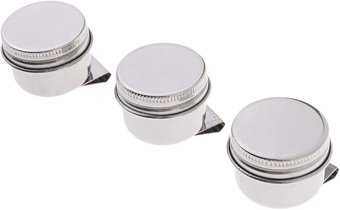 3 Piece Single Dipper Palette Cups Stainless Steel Palettes Container Cup with Clip and Lid fit for Drawing (A)