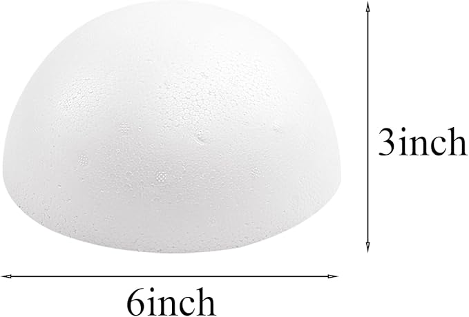 Crafjie 4PCS 6 Inchs White Foam Balls Half Round Polystyrene Half Foam Balls Craft Supplies Hemispherical Christmas Craft Ballfor DIY Home Craft Project and Art Decoration