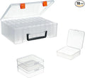18 Pieces Small Plastic Craft 0rganizers and Storage, Transparent Box with Hinged Lid for Storage of Jewelry, Diamonds, DIY Art Craft Accessory