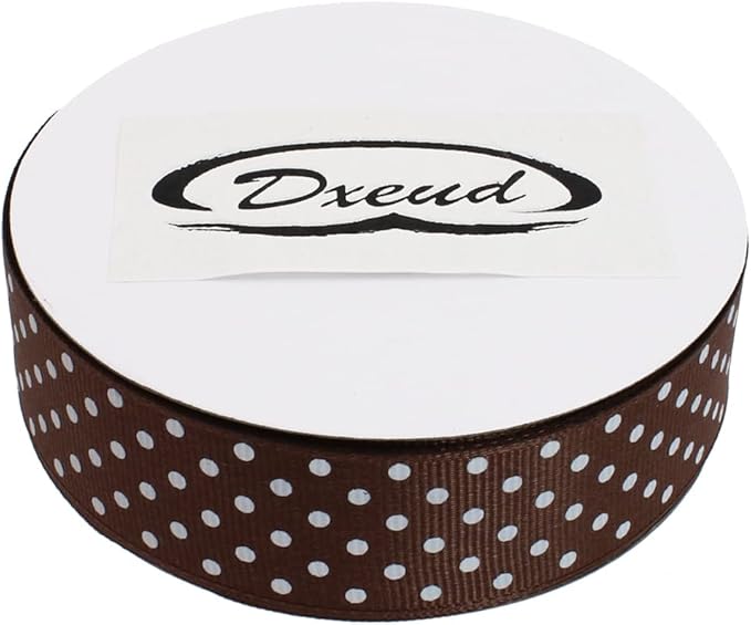 Polka Dot Grosgrain Ribbon 25 Yard Each Roll 100% Polyester (1", Coffee)