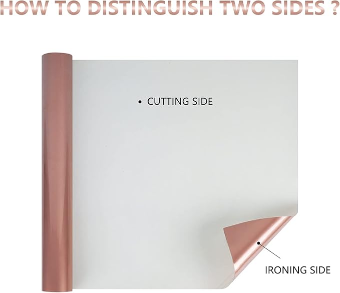guangyintong Rose Gold Heat Transfer Vinyl Rolls, 12" x 8ft PU Iron on Vinyl, Soft, Thin, Elastic, Machine Washable, Compatible with All Cutter Machines, Ideal for T-Shirts, Bags, Hats