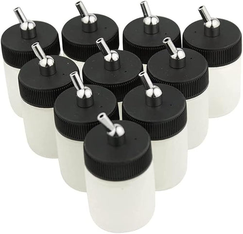 10 x 22CC Dual Action Airbrush Plastic Bottle Standard Suction Lid for Siphon Feed Airbrushes