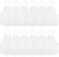 24 Pieces White Kids Painting Aprons Kids Art Aprons with 2 Roomy Pockets Kids Aprons for Art Painting Activity Kitchen Crafts