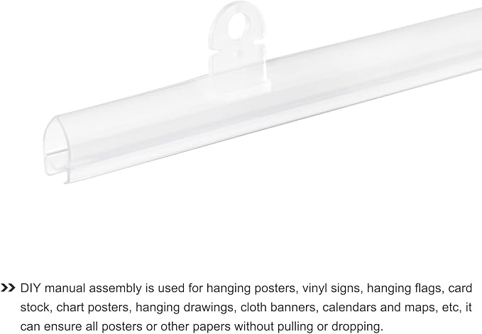 MECCANIXITY PVC Poster Hanger Rail Poster Strip Bar 100cm/40inch Clear with Clips for Poster, Map, 4 Set