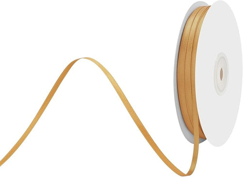 1/8" X 100 Yards Old Gold Satin Thin Ribbon Solid Color Double Faced Ribbons Perfect for Crafts Wedding Decor Bow Making Arts Sewing and More