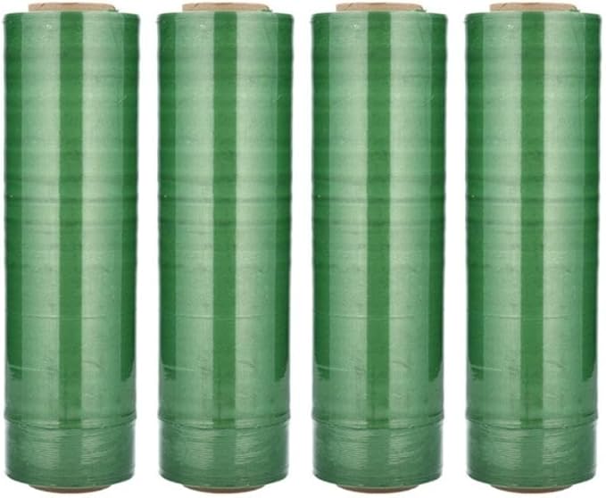 PSBM Green Stretch Wrap, 15 Inch x 1476 Feet, 144 Pack, Tinted Pre-Stretched Shrink Wrap Film for Moving, Packaging, Pallet Wrapping