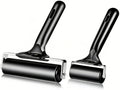 2 Pack Brayer Roller，Professional Rubber rolles ，Handle Comfortable ，for Crafting,Printmaking, Ink, Gluing and Stamping Tools （4+2.4inch）Black