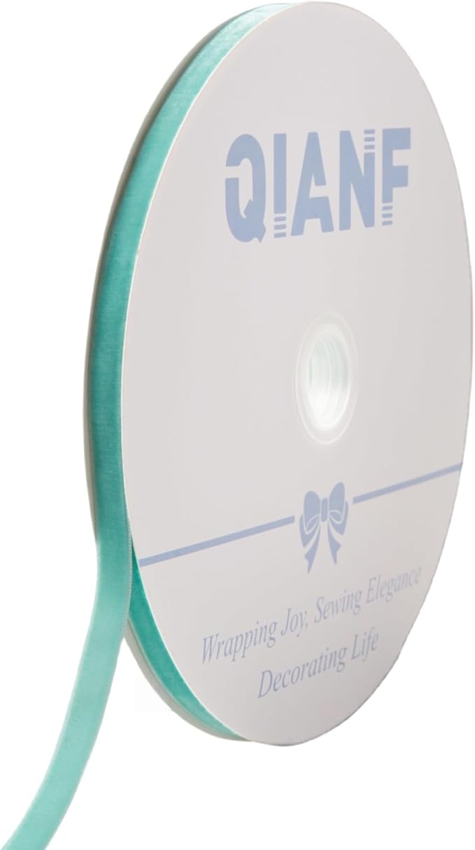 Vintage Turquoise Blue Velvet Ribbon, 3/8 Inch X 25Yd