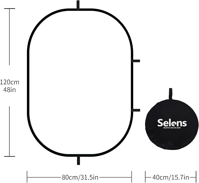 Selens Soft White Diffuser Foldable Light Diffuser Light Diffusion Panel with Carry Bag, Diffuser Fabric Light Modifier for TV Production Video Studio Photography Interview Portrait Shots -31x47in…