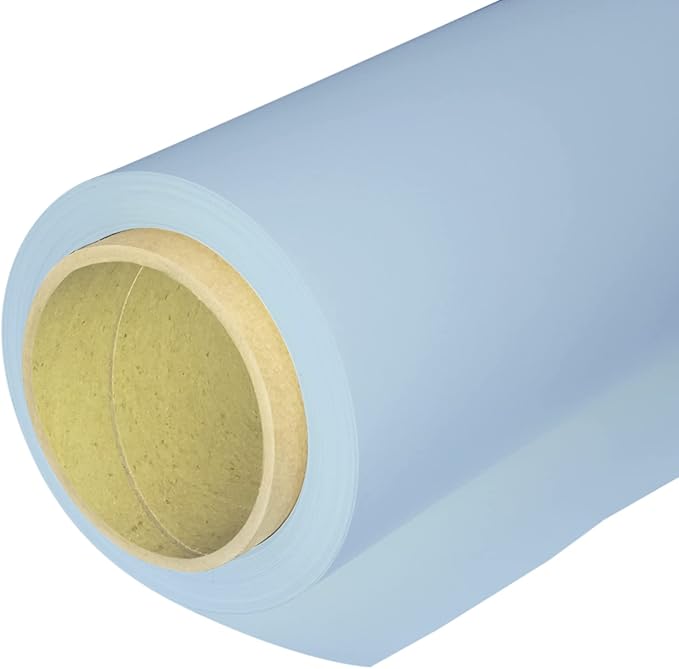 Seamless Photography Background Paper Roll, Blue Photo Paper Backdrop for Photography, Video and Streaming (107''x16' Sky Blue)