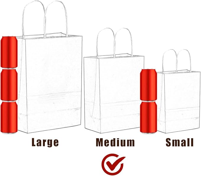 qiqee 60 pcs Kraft Bags with Handles 7.6"x4.75"x10.5" Medium Gift Paper Bag Orange Solid Color Bags