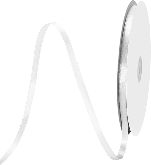 1/4" X 100 Yards Off White Satin Thin Ribbon Solid Color Double Faced Ribbons Perfect for Crafts Wedding Decor Bow Making Arts Sewing and More