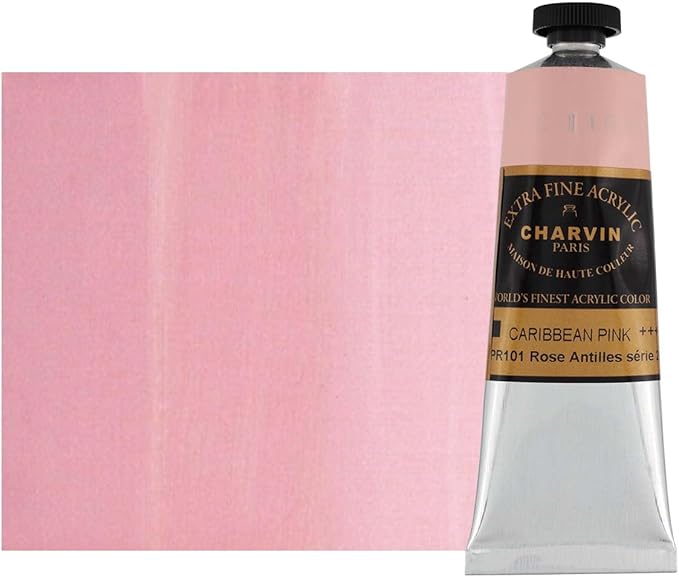 Charvin Extra Fine Professional Acrylic Paint - Caribbean Pink, 60ml Tube, Triple-Milled, Lightfast Pigments, Open Stock Artist Acrylic Paints in Nature-Inspired Hues