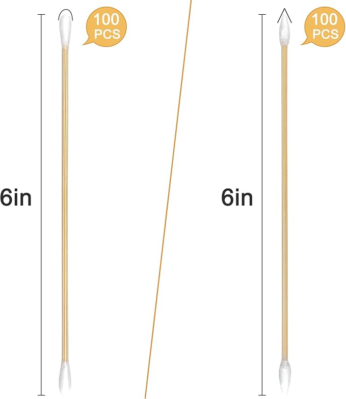 Eyxformula 200/400 Pcs Gun Cleaning Swabs with Double Pointed Tips, 6 Inch Sturdy Bamboo Sticks, Lint Free Long Cotton Swabs for Firearm Maintenance, Precision Cleaning Pistol, Rifle, Handgun, Shotgun