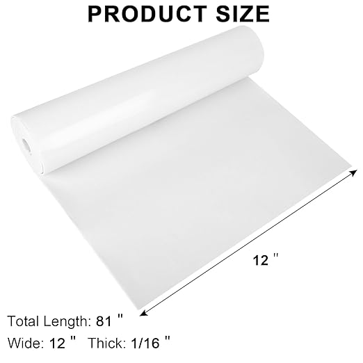 Sponge Neoprene Foam Rubber Sheet with Adhesive, 12 in x 81 in x 1/16 in Multi-Function Soundproof High Density Waterproof Rubber Mat, Perfect Cosplay Easy Cut DIY Neoprene Padding Roll - White