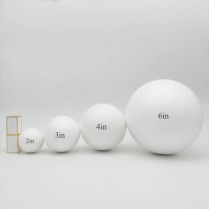 Crafjie 4 Inch Foam Balls, White Smooth Craft Foam Ball for Decoration Household and School Projects, Polystyrene Foam Balls for DIY Arts and Crafts, Modeling (4inch 12pc)