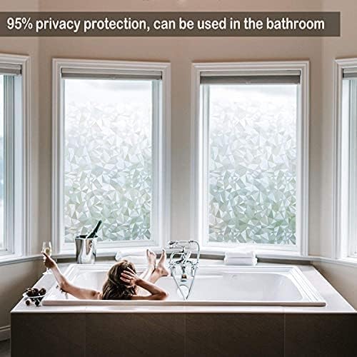 Niviy 3D No Glue Static Cling Window Films Privacy Cut Glass Window Sticker for Bathroom Office Kitchen Window Decor 41.2"x 314.9"