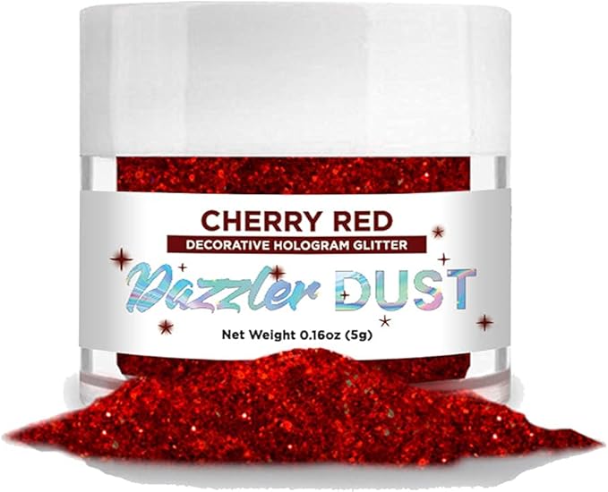 BAKELL Cherry Red Art & Craft Glitter, 5g Jar | Dazzler DUST | Non-Toxic Decorating Glitter | Arts, Crafts, Slime, Glue, Paint, Face & Body (Cherry Red)