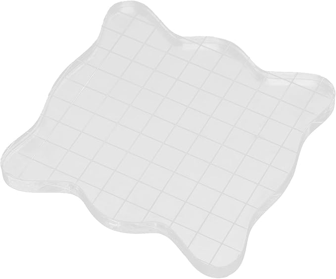 1PC Transparent Acrylic Stamp Blocks with Grid Lines, with Curve Edges Essential Stamping Tools for Scrapbooking Crafts Making,1.97 x 1.97/2.95 x 2.95/3.93 x 3.93 (10x10cm)