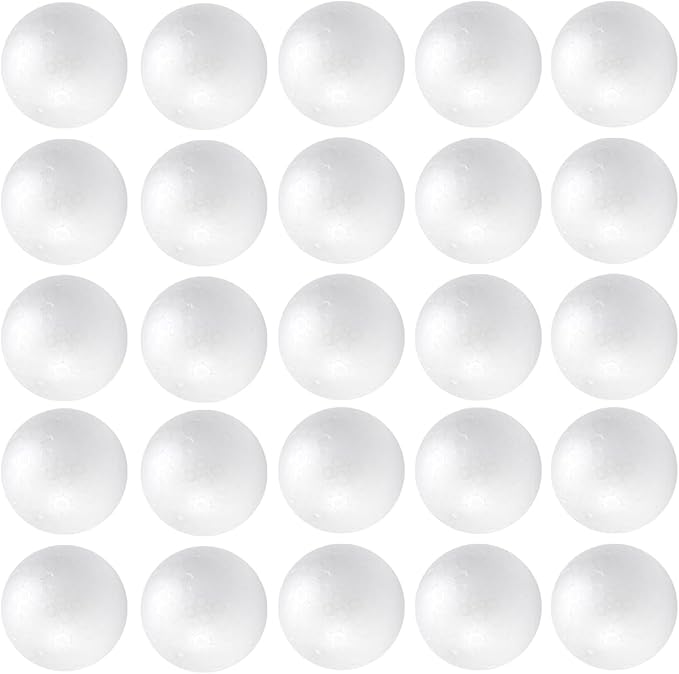 Crafjie Craft Foam Balls 25-Pack 1.5 Inches in Diamete, Smooth and Durable Foam Balls, for DIY Crafting and Decoration, White