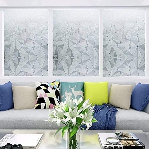 Niviy 3D No Glue Static Cling Window Films Privacy Cut Glass Window Sticker for Bathroom Office Kitchen Window Decor 41.2"x 314.9"
