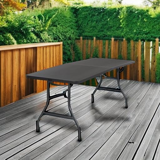 COSCO Molded Folding Banquet Table w/Handle, 6ft, Black